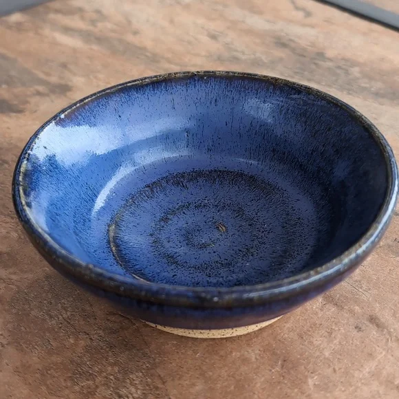 Handmade Studio Ceramics Pottery Hand Thrown Bowl Blue Black Glazed - Picture 1 of 5